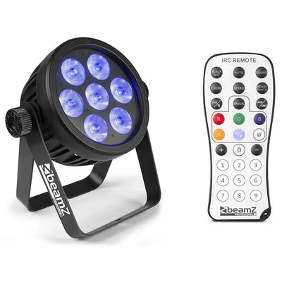 BEAMZ PRO – BAC500 ALUMINUM LED PAR 7x 14W 7in1 RGBA-UV-CW/WW LEDS IR DMX - BEAMZ - VisionSounds South Africa