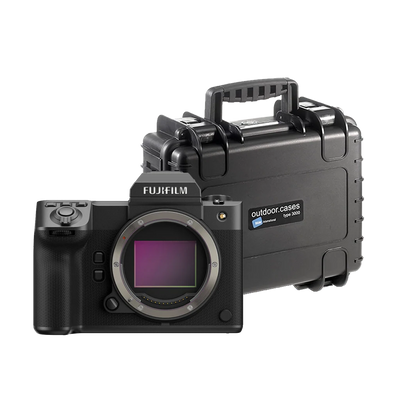Fujifilm GFX 100 II Medium Format Mirrorless Camera with B&W International Type 3000 Outdoor Hard Case with Dividers (Black)