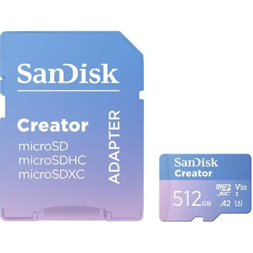 SanDisk 512GB Creator Series UHS-I microSDXC Memory Card with SD Adapter (190MB/s Read, 130MB/s Write) - SanDisk - VisionSounds South Africa