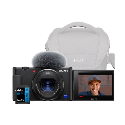 Sony ZV-1 Digital Camera with Sony Shoulder Bag and 32GB SD Card (Black)