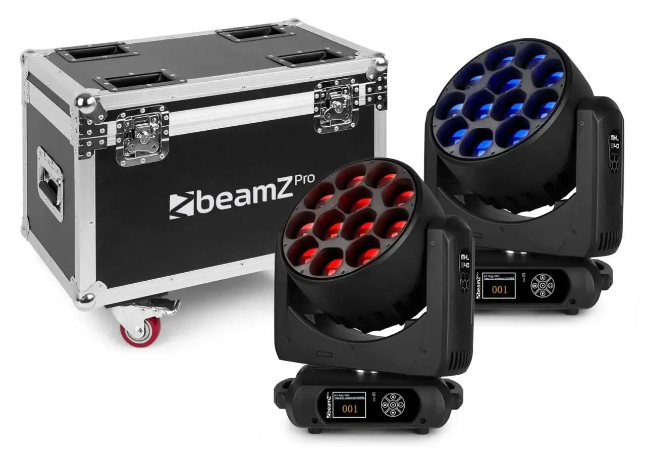 Beamz MHL1240 LED MOVING HEAD ZOOM 12X40W 2 PIECES IN FLIGHTCASE - Beamz - VisionSounds South Africa