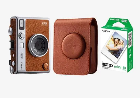Fujifilm Instax Mini Evo brown kit with retro design features