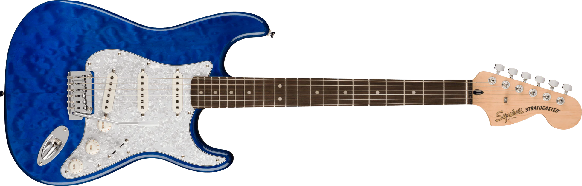 Fender Squier FSR Affinity Series Stratocaster QMT Electric Guitar - Sapphire Blue Transparent detail image 2