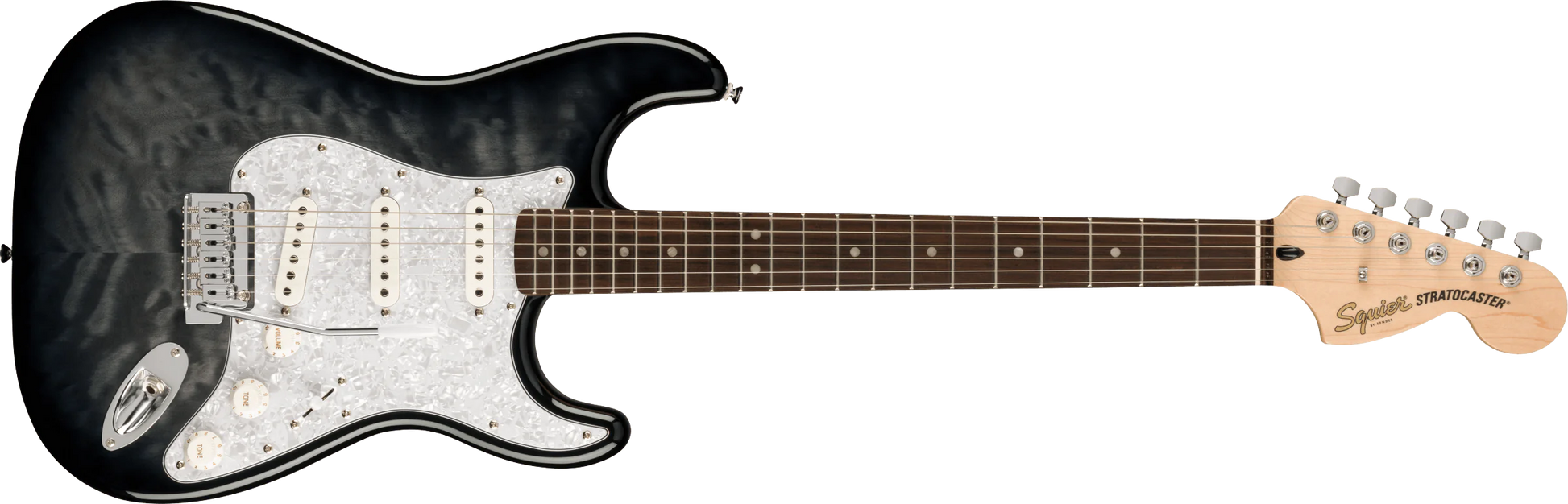 Fender Squier FSR Affinity Series Stratocaster QMT Electric Guitar - Black Burst detail image 2
