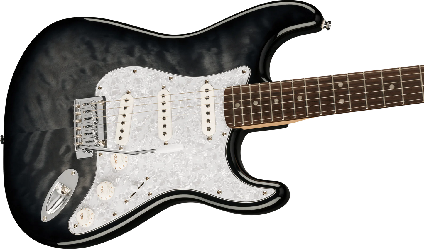 Fender Squier FSR Affinity Series Stratocaster QMT Electric Guitar - Black Burst detail image 3