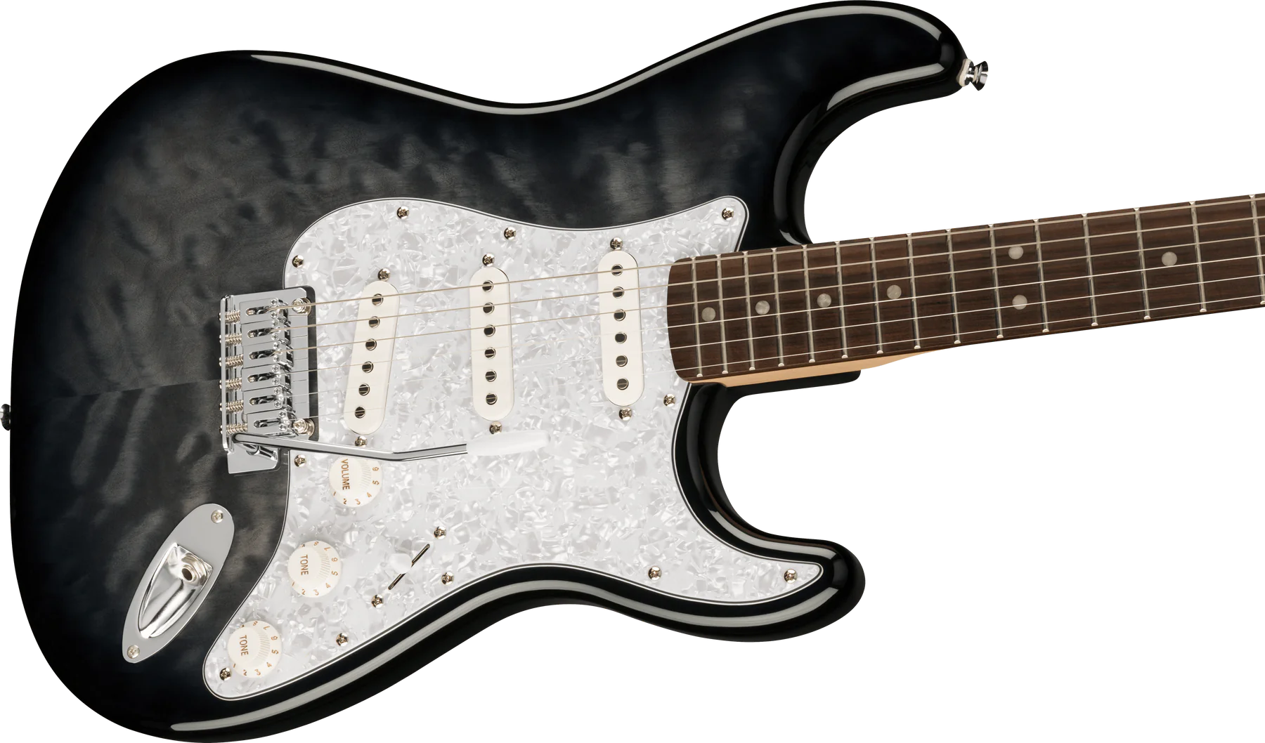 Fender Squier FSR Affinity Series Stratocaster QMT Electric Guitar - Black Burst detail image 3