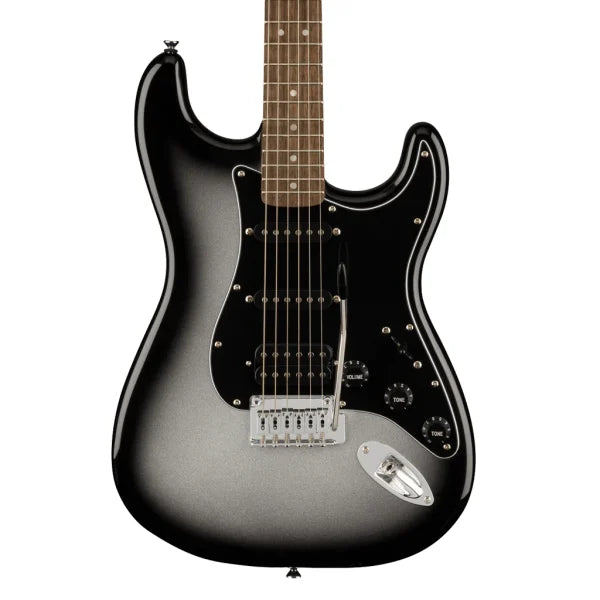 Fender Squier FSR Affinity Series Stratocaster HSS, Laurel Fingerboard, Black Pickguard, Silverburst detail image 7