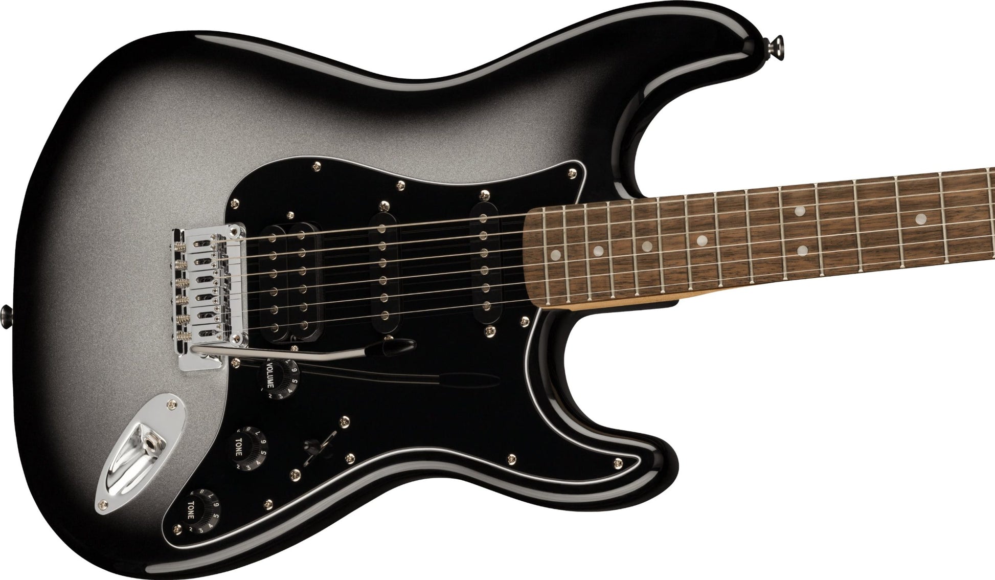 Fender Squier FSR Affinity Series Stratocaster HSS, Laurel Fingerboard, Black Pickguard, Silverburst detail image 4