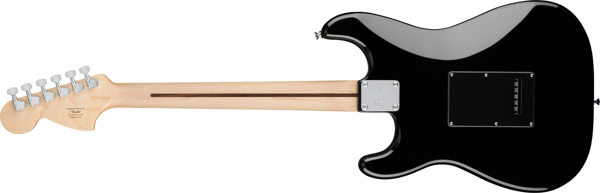 Fender Squier FSR Affinity Series Stratocaster HSS, Maple Fingerboard, Black Pickguard - Black detail image 3