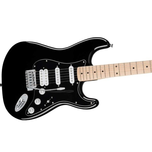 Fender Squier FSR Affinity Series Stratocaster HSS, Maple Fingerboard, Black Pickguard - Black detail image 8