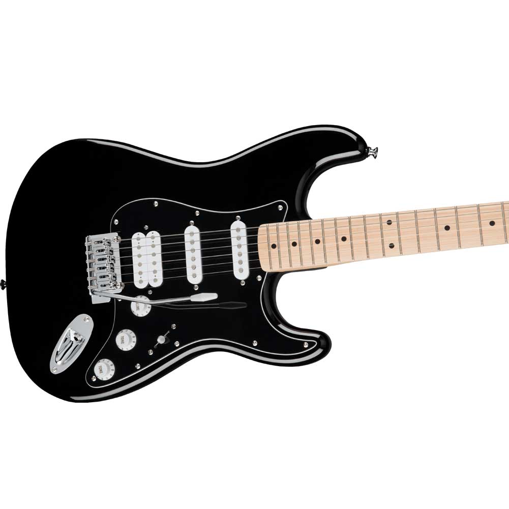 Fender Squier FSR Affinity Series Stratocaster HSS, Maple Fingerboard, Black Pickguard - Black detail image 4