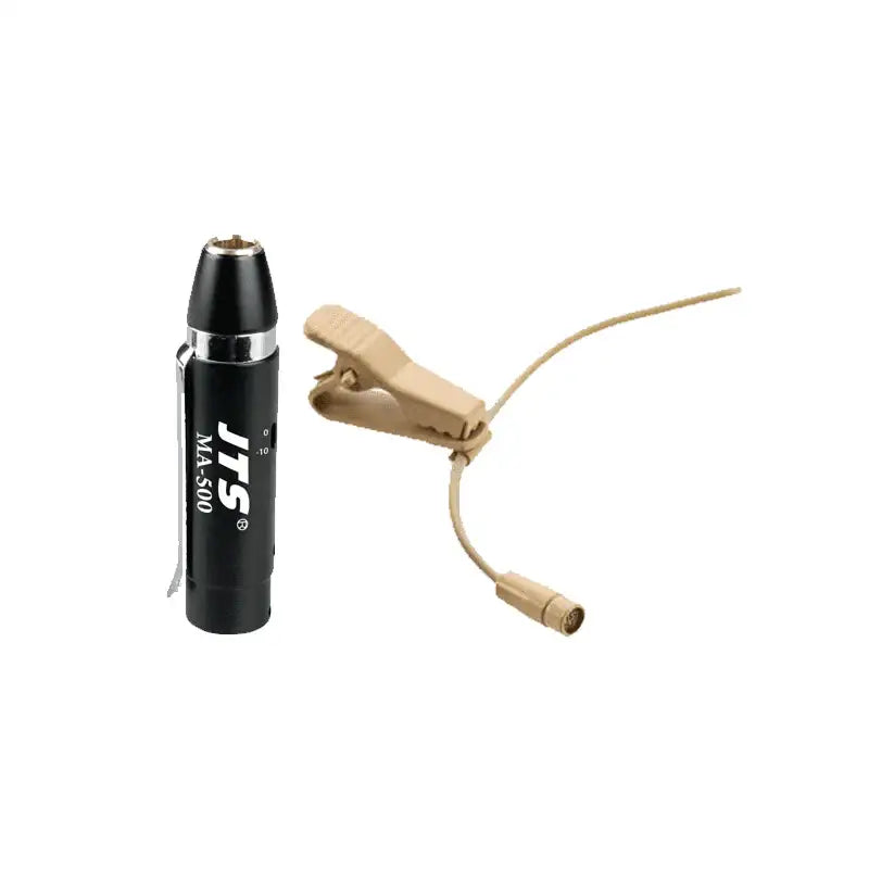 JTS CM 201i/MA-500 MINIATURE LAPEL MICROPHONE BEIGE WITH PHANTOM POWER ADAPTOR - JTS - VisionSounds South Africa