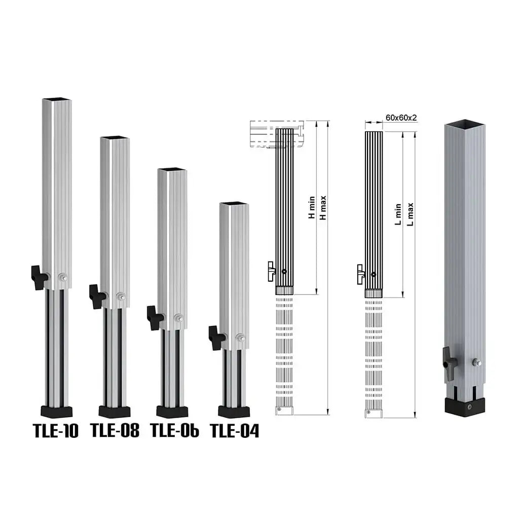 ALUSTAGE W.TLE-08 TELESCOPIC LEG 800MM - 1400MM - ALUSTAGE - VisionSounds South Africa