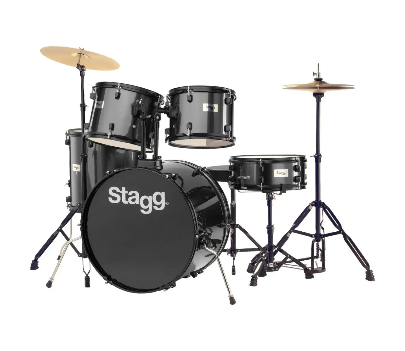 Stagg 5-piece Standard Drum Set w/Cymbals (Black) - Stagg - VisionSounds South Africa