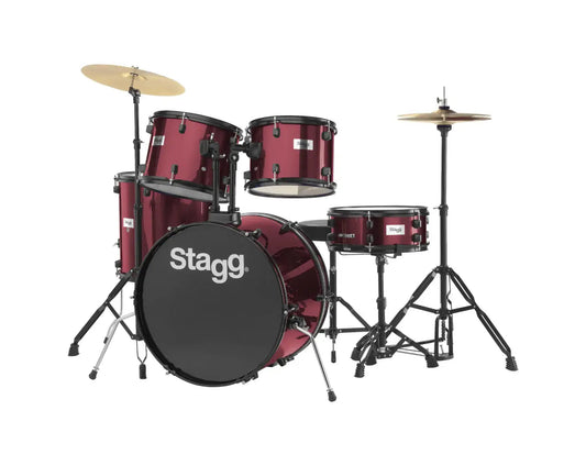 Stagg TIM122B 5-piece Standard Drum Set w/Cymbals (Wine Red) - Stagg - VisionSounds South Africa