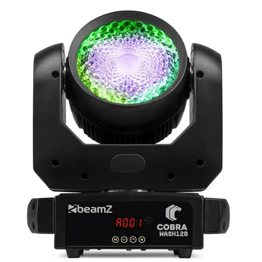 BEAMZ COBRAWASH120 LED MOVING HEAD WASH IP20 1x 100W WITH RING RGBW - BEAMZ - VisionSounds South Africa