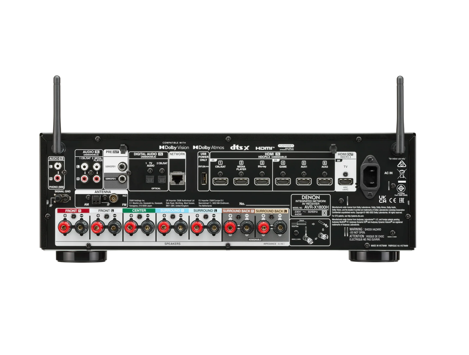 Denon AVR-X1800H 7.2 Channel AV Receiver with HEOS - View 2