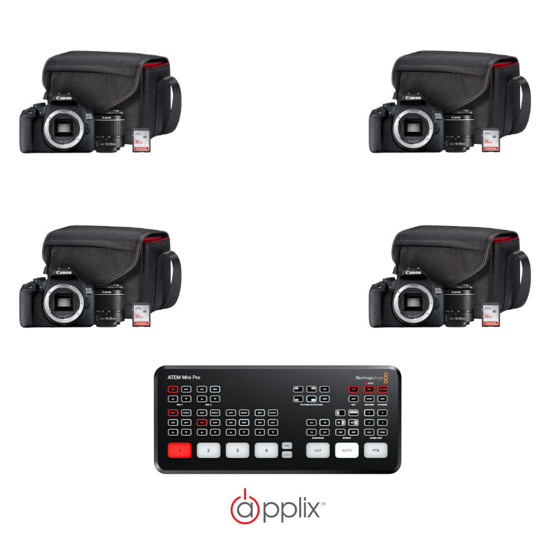 4 Canon EOS 2000D DSLR Priceless Moments Starter Bundle & Blackmagic Atem Mini Pro product image