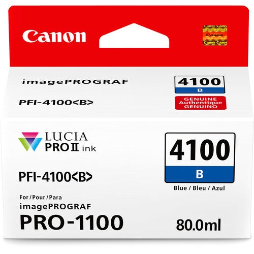 Canon PFI-4100 Blue Pigment Ink Tank (80mL) [for Prograf Pro 1100 Printer] product image 1