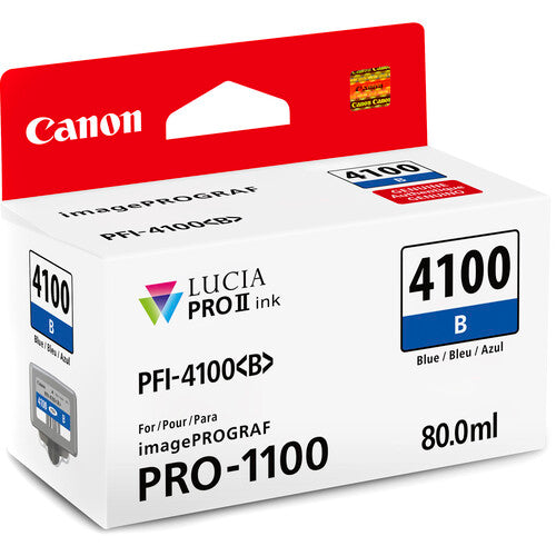 Canon PFI-4100 Blue Pigment Ink Tank (80mL) [for Prograf Pro 1100 Printer] product image 2