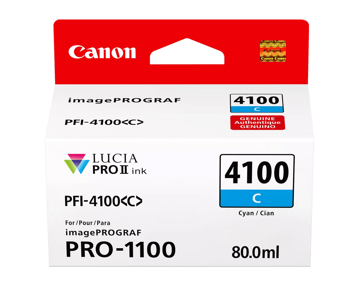 Canon PFI-4100 Cyan Pigment Ink Tank (80mL) [for Prograf Pro 1100 Printer] product image 1