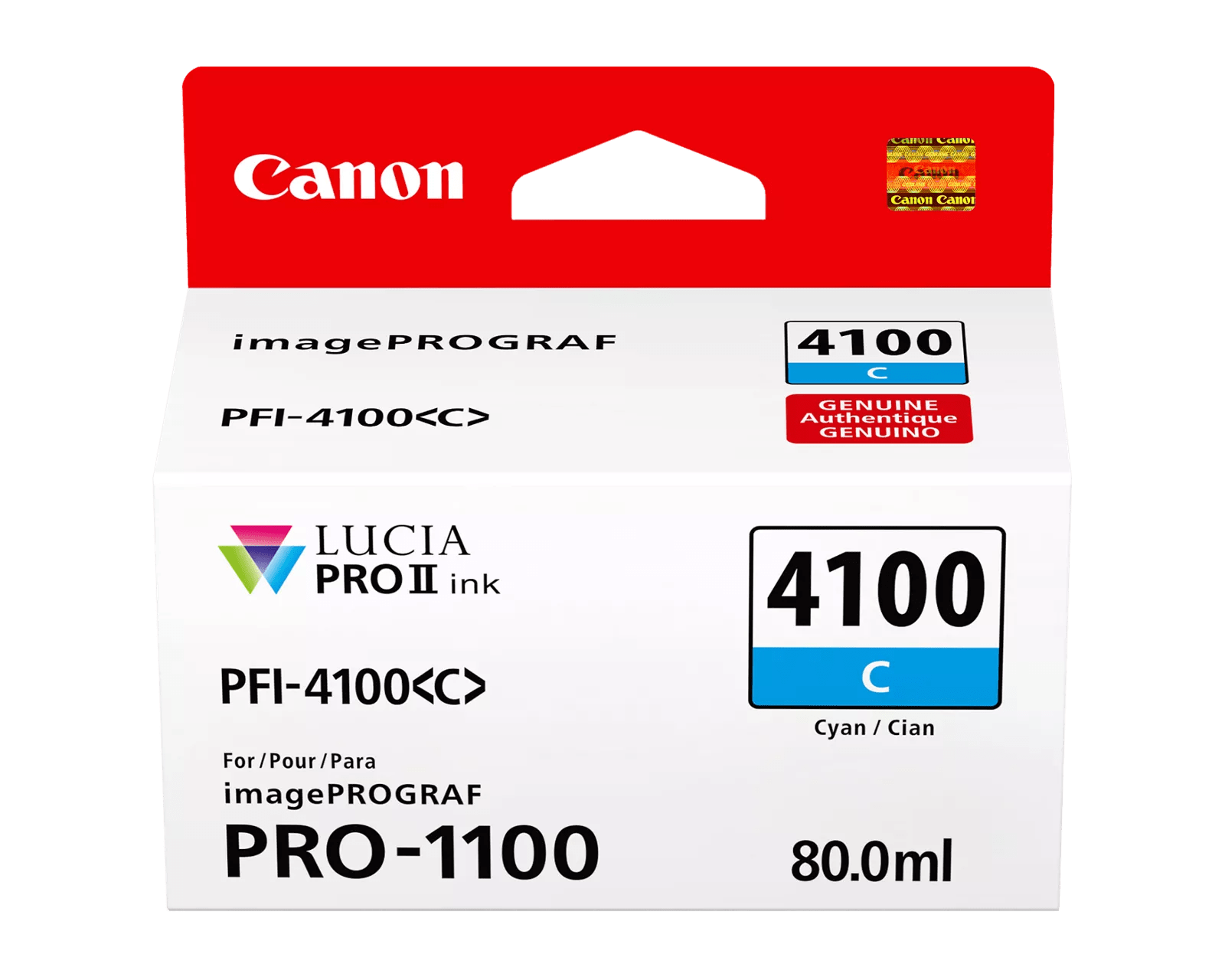 Canon PFI-4100 Cyan Pigment Ink Tank (80mL) [for Prograf Pro 1100 Printer] product image 1