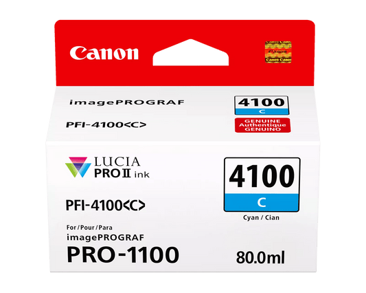 Canon PFI-4100 Cyan Pigment Ink Tank (80mL) [for Prograf Pro 1100 Printer] product image 1