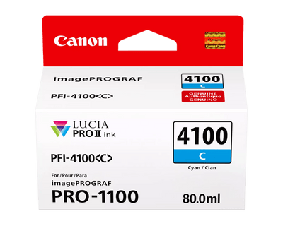 Canon PFI-4100 Cyan Pigment Ink Tank (80mL) [for Prograf Pro 1100 Printer] product image 1