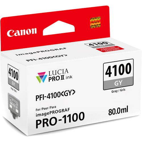 Canon PFI-4100 Gray Pigment Ink Tank (80mL) [for Prograf Pro 1100 Printer] product image 2
