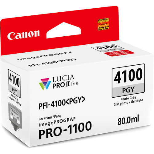 Canon PFI-4100 Photo Gray Pigment Ink Tank (80mL) [for Prograf Pro 1100 Printer] product image 2
