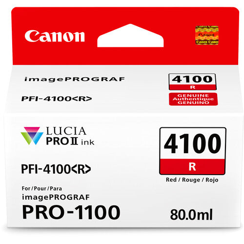 Canon PFI-4100 Red Pigment Ink Tank (80mL) [for Prograf Pro 1100 Printer] product image 1