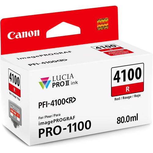 Canon PFI-4100 Red Pigment Ink Tank (80mL) [for Prograf Pro 1100 Printer] product image 2