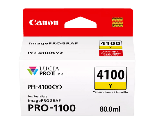 Canon PFI-4100 Yellow Pigment Ink Tank (80mL) [for Prograf Pro 1100 Printer] product image 1