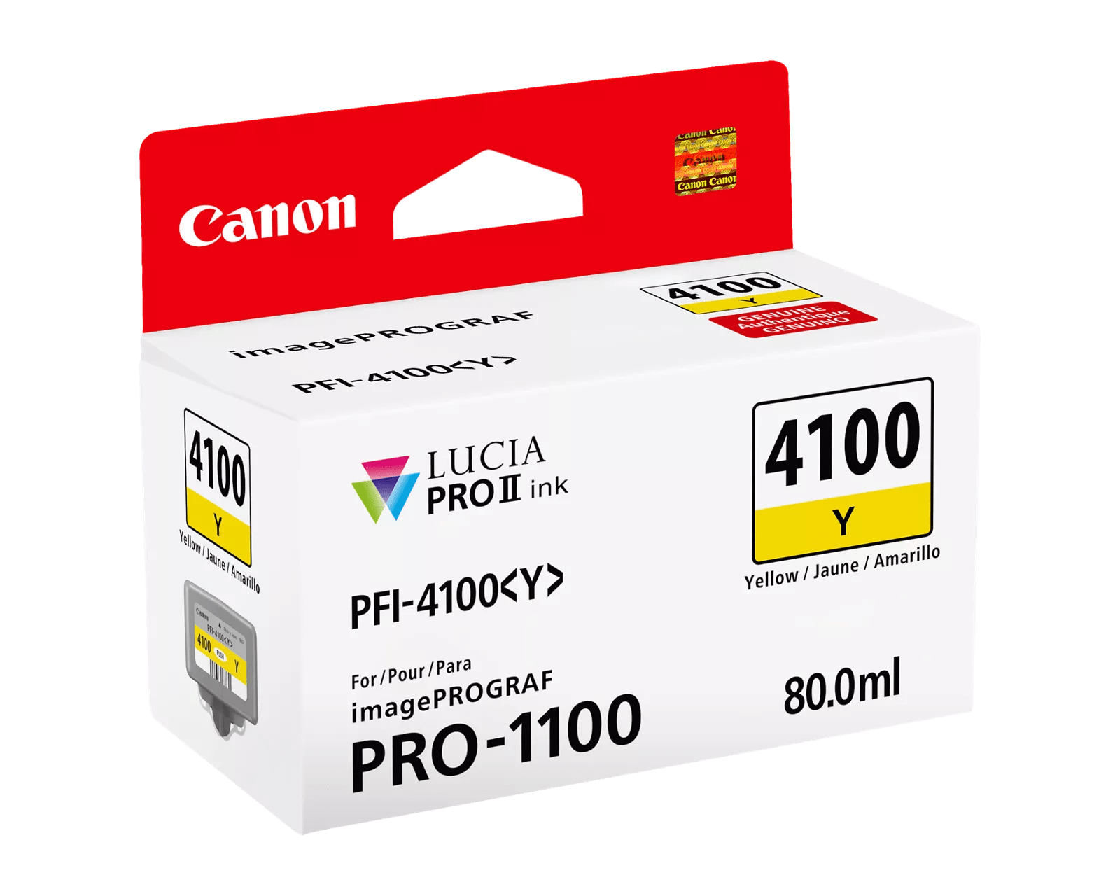Canon PFI-4100 Yellow Pigment Ink Tank (80mL) [for Prograf Pro 1100 Printer] product image 2