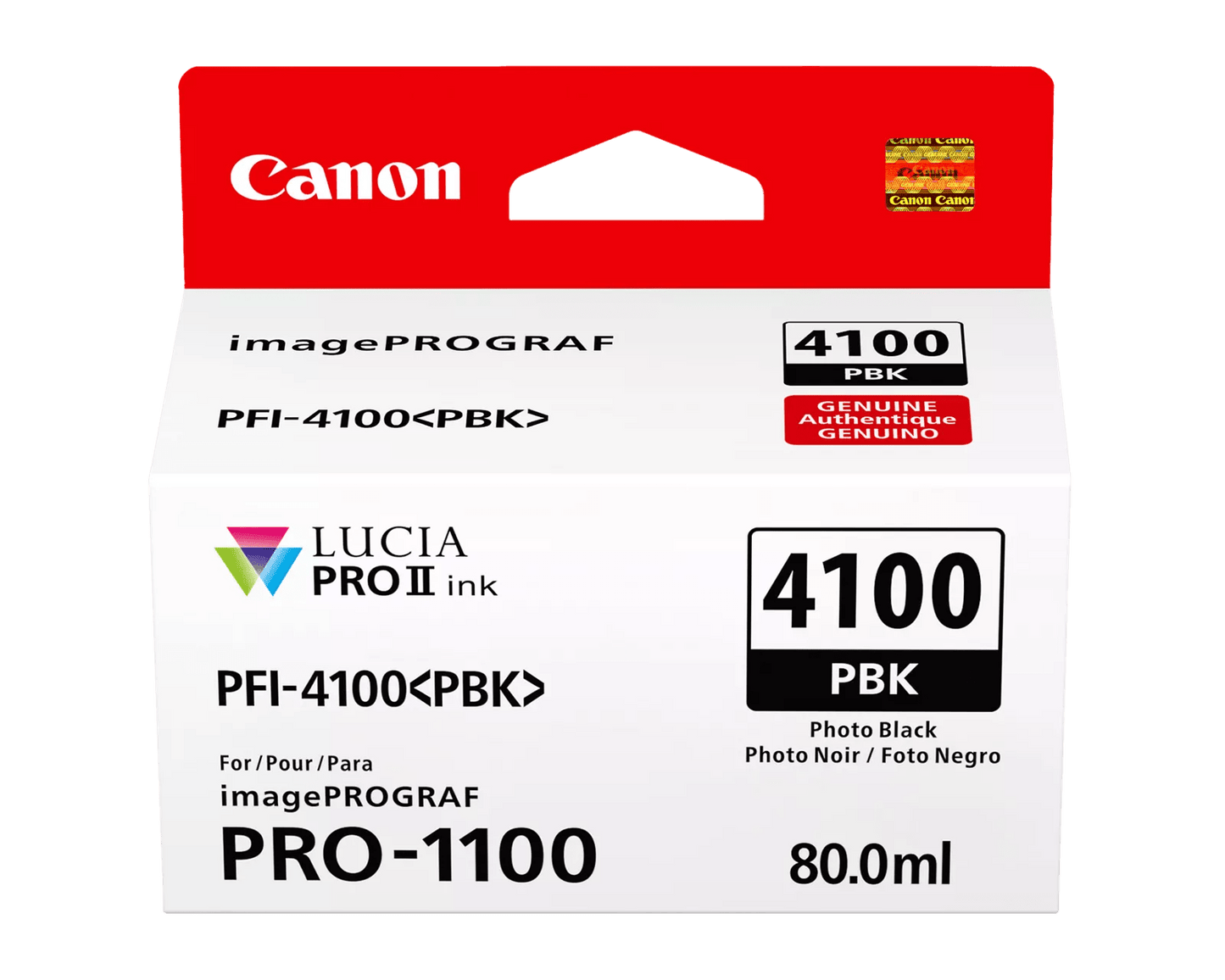Canon PFI-4100 Photo Black Pigment Ink Tank (80mL) [for Prograf Pro 1100 Printer] product image 1