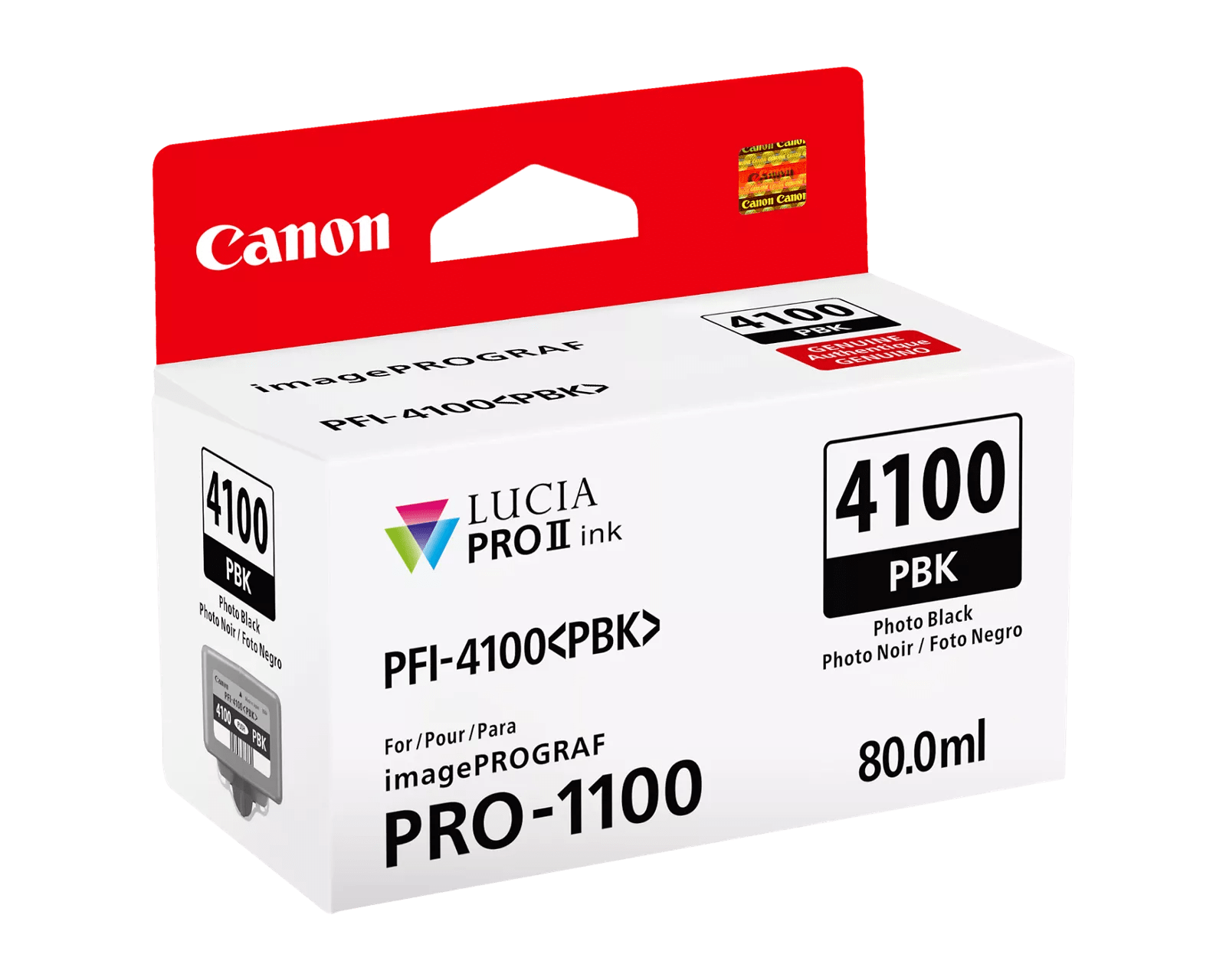 Canon PFI-4100 Photo Black Pigment Ink Tank (80mL) [for Prograf Pro 1100 Printer] product image 2