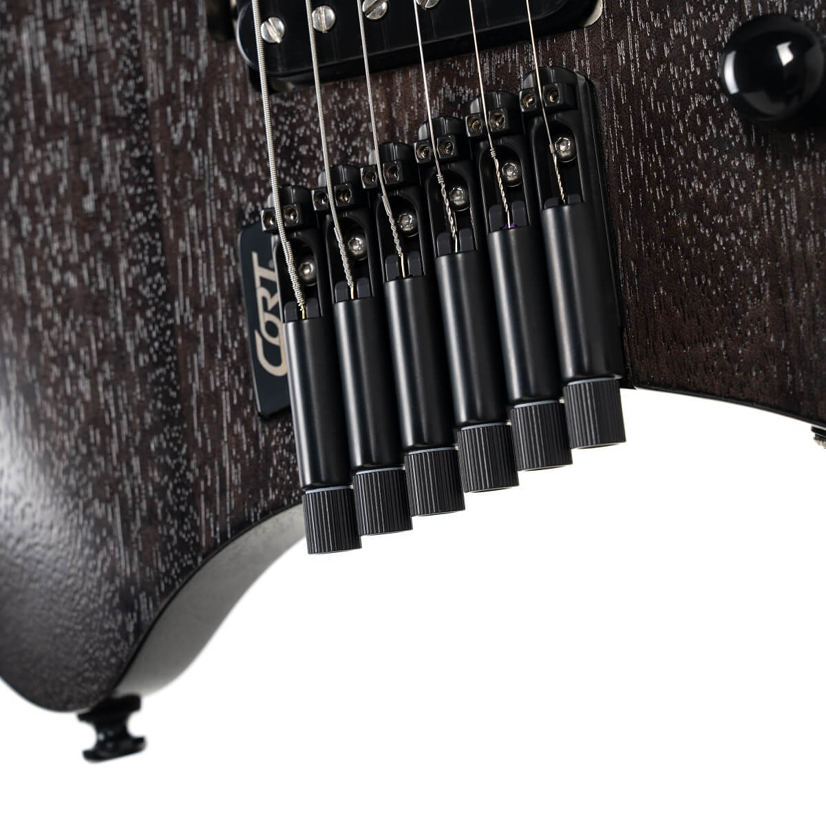 Cort Space G6MS Headless Electric Guitar – Semi Gloss Trans Black detail image 4