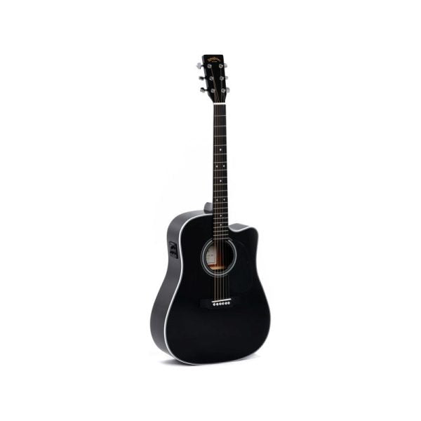 Sigma Guitars DMC-1STE 6-string Dreadnought Semi Acoustic Guitar (Black) detail image 5