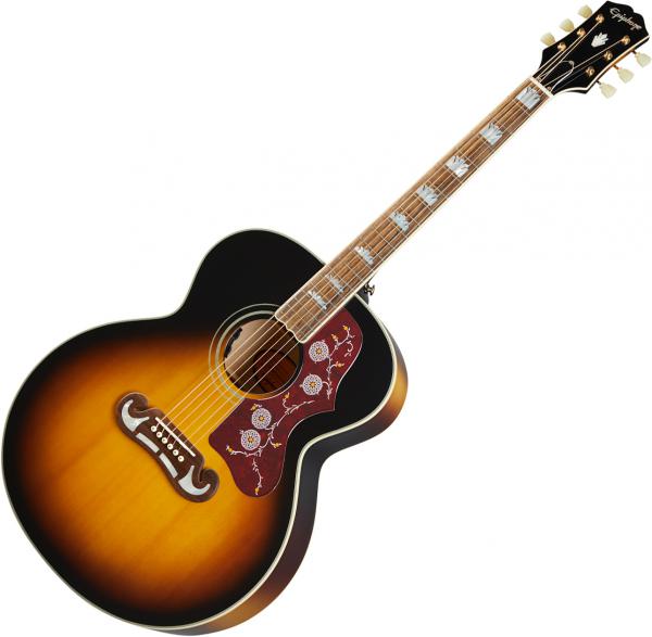 Epiphone J-200 Acoustic Guitar - Aged Vintage Sunburst Gloss detail image 2