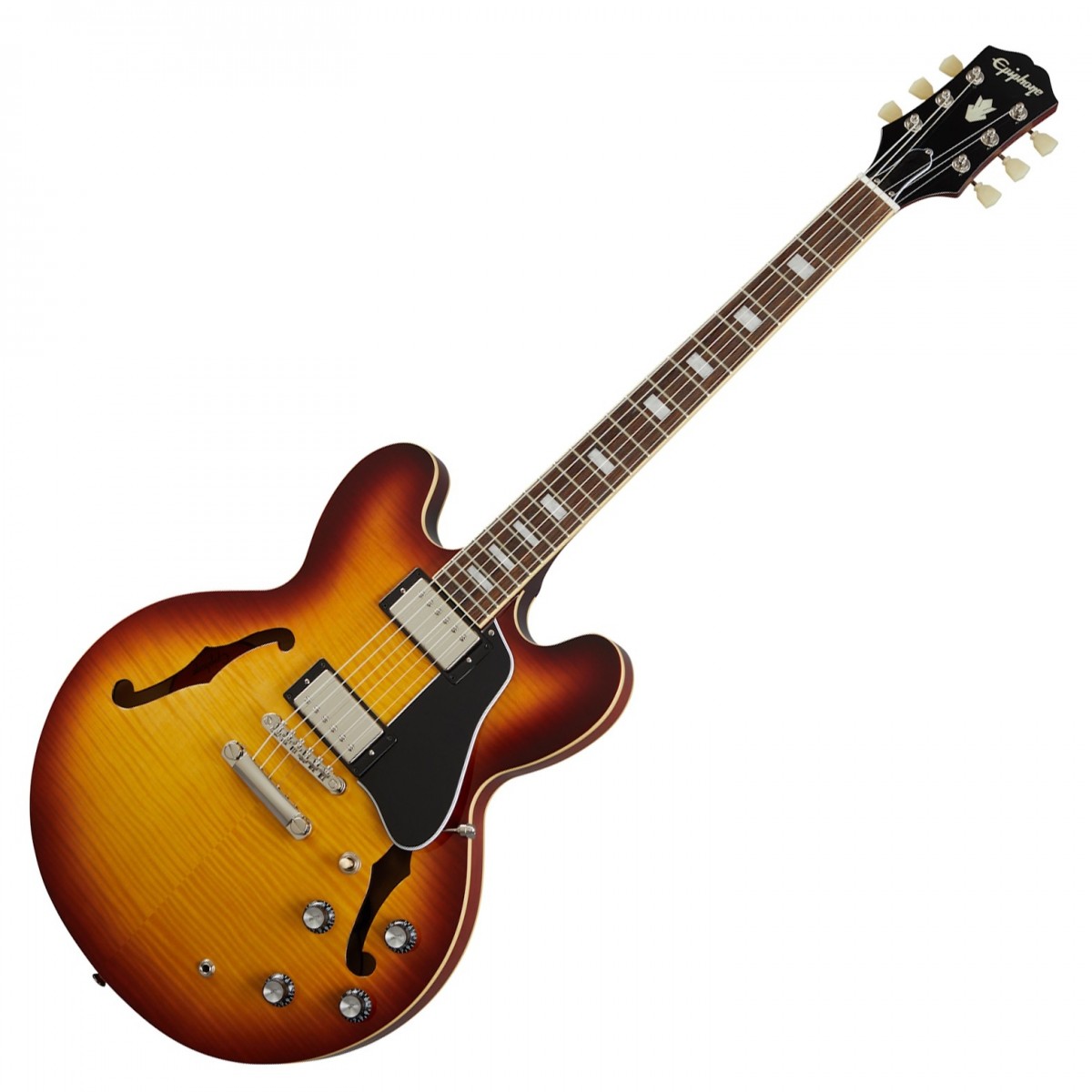 Epiphone ES-335 Figured Semi-hollowbody Electric Guitar - Raspberry Tea Burst detail image 2