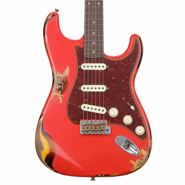 Fender Custom Shop Limited Edition '61 Stratocaster Heavy Relic - Aged Fiesta Red over 3-color Sunburst detail image 5