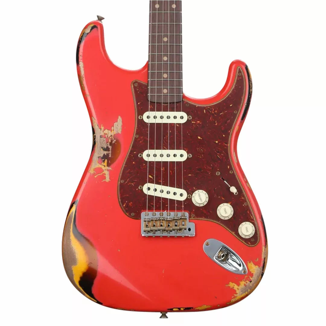 Fender Custom Shop Limited Edition '61 Stratocaster Heavy Relic - Aged Fiesta Red over 3-color Sunburst product image