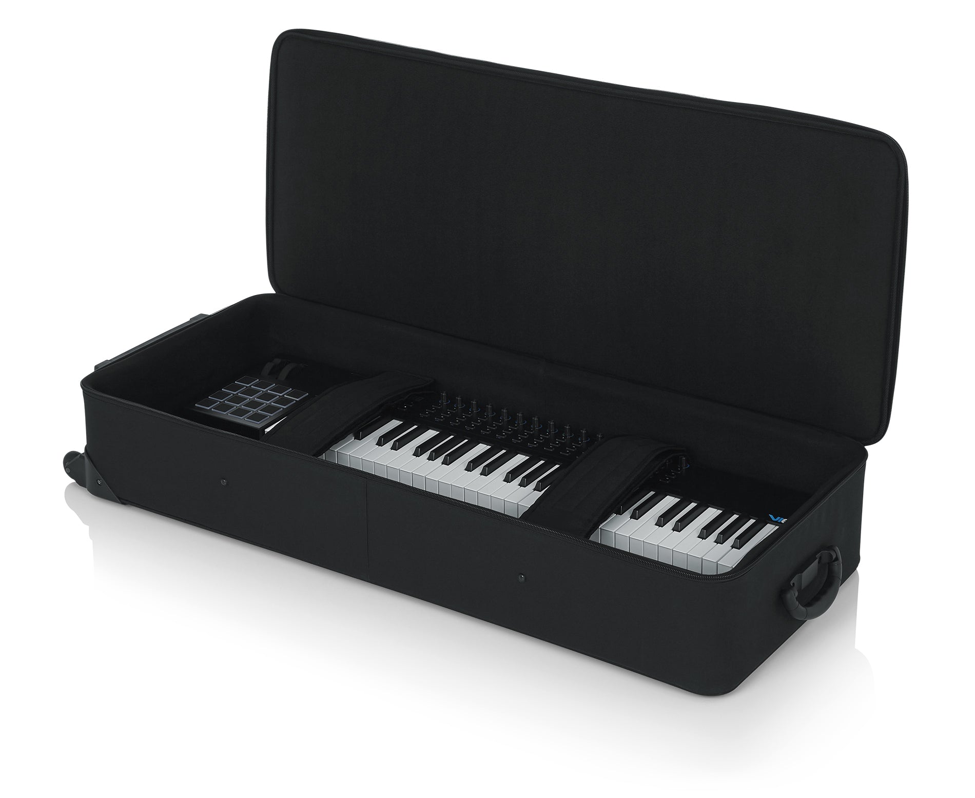 Gator GK-61 lightweight keyboard case open with keyboard inside