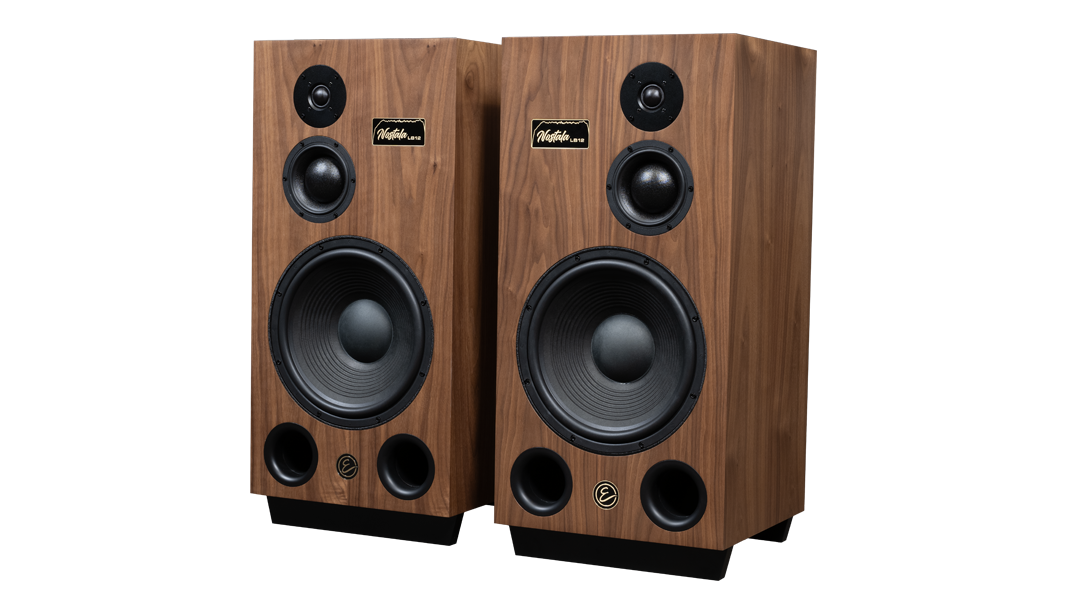 Emotiva Nostala LB12 3-way floorstanding loudspeakers pair in walnut finish