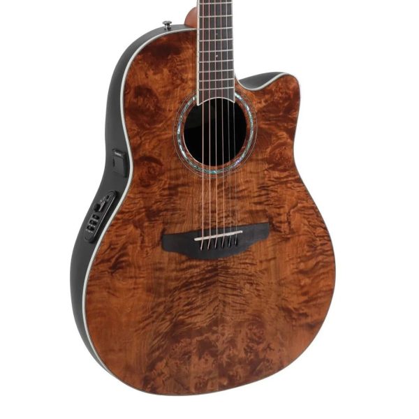 Ovation CS24P Celebrity Series Traditional Plus Mid-Depth Acoustic-Electric Guitar - Nutmeg Burled Maple detail image 7
