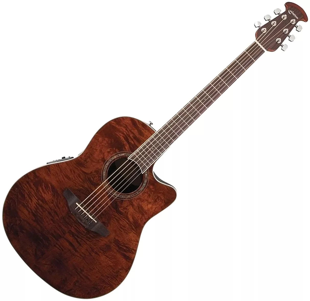Ovation CS24P Celebrity Series Traditional Plus Mid-Depth Acoustic-Electric Guitar - Nutmeg Burled Maple detail image 2