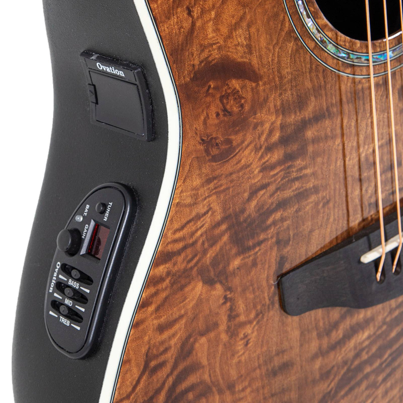 Ovation CS24P Celebrity Series Traditional Plus Mid-Depth Acoustic-Electric Guitar - Nutmeg Burled Maple detail image 6