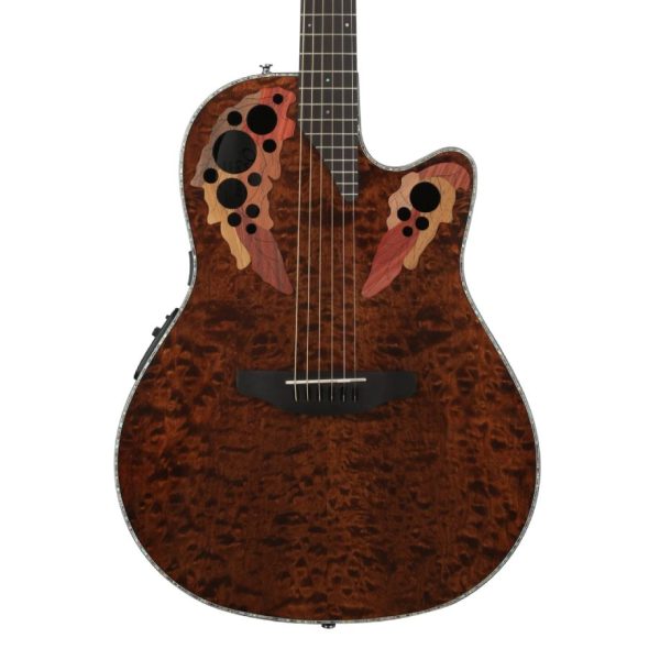 Ovation Celebrity Elite Plus CE44P-TGE Mid-Depth Acoustic-Electric Guitar - Dark Tiger Eye detail image 8