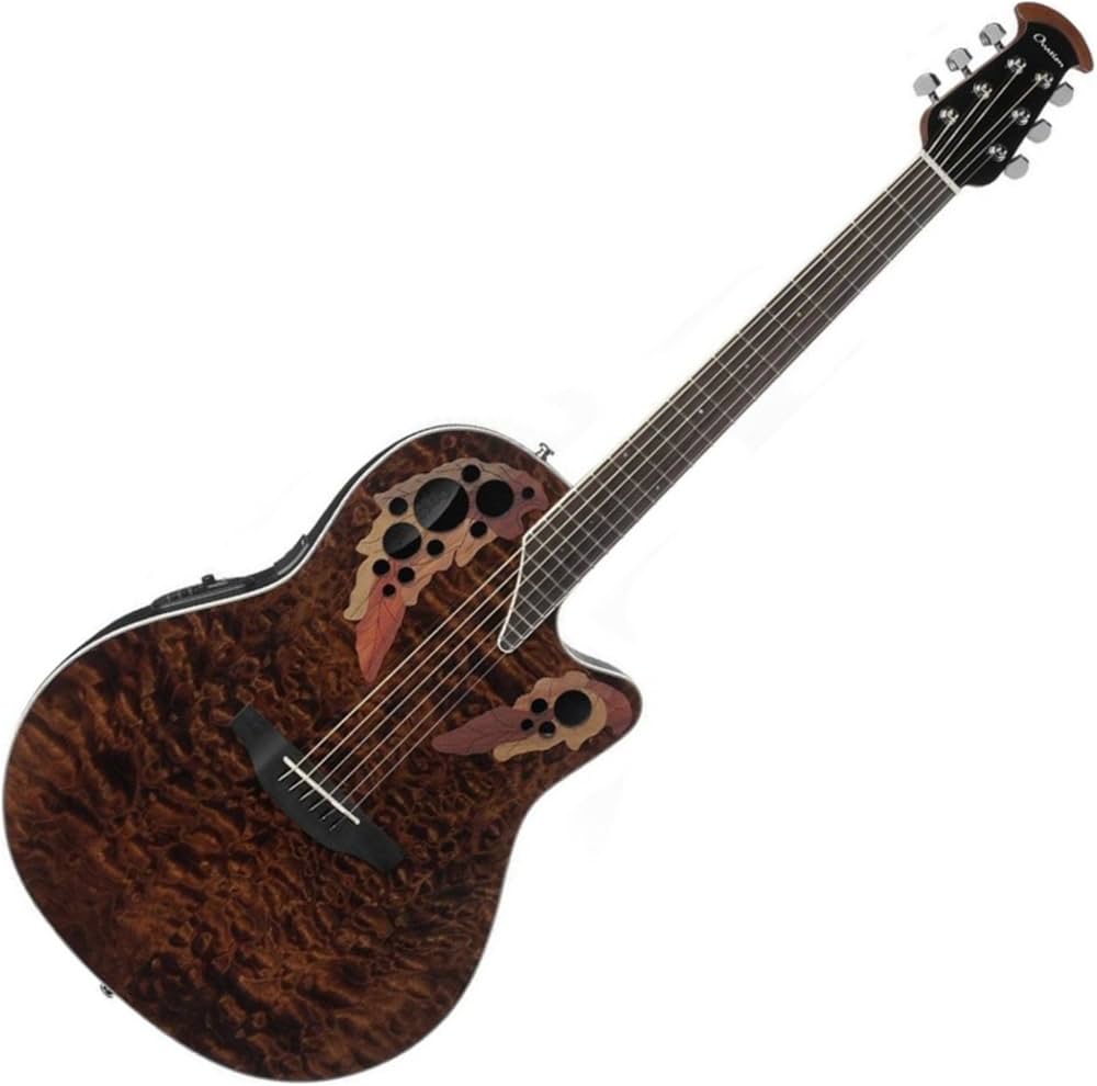 Ovation Celebrity Elite Plus CE44P-TGE Mid-Depth Acoustic-Electric Guitar - Dark Tiger Eye detail image 2