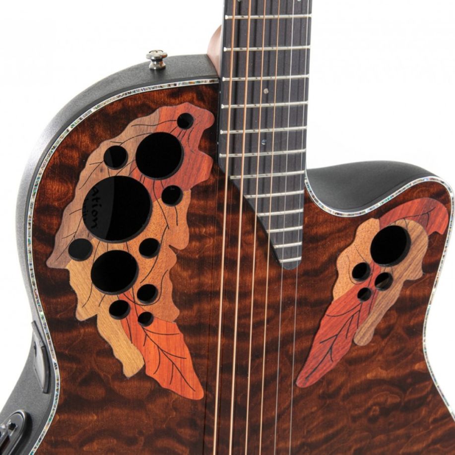 Ovation Celebrity Elite Plus CE44P-TGE Mid-Depth Acoustic-Electric Guitar - Dark Tiger Eye detail image 7